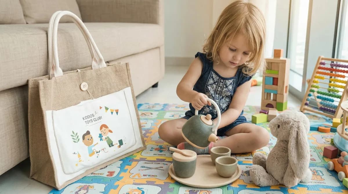 Siblings sharing musical toys from KIDDOS